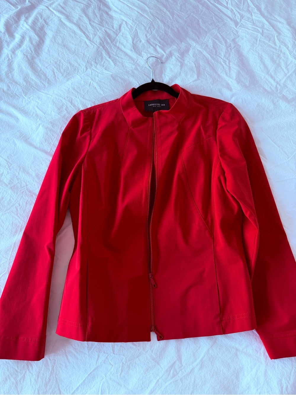 Lafayette 148 New York Bright Red Zip-Front Blazer - Picture 5 of 6